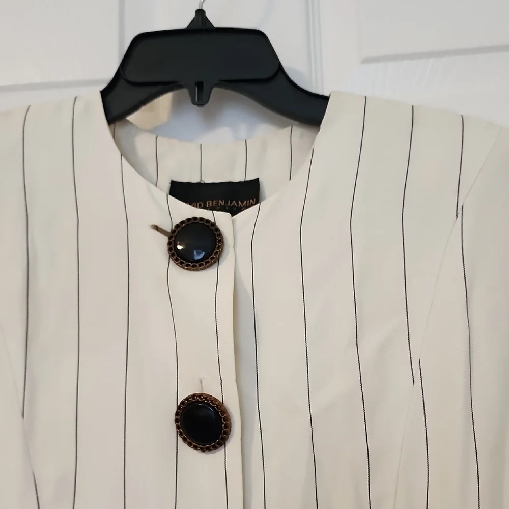 Elegant Cream Striped Mini Dress - Picture 3 of 11